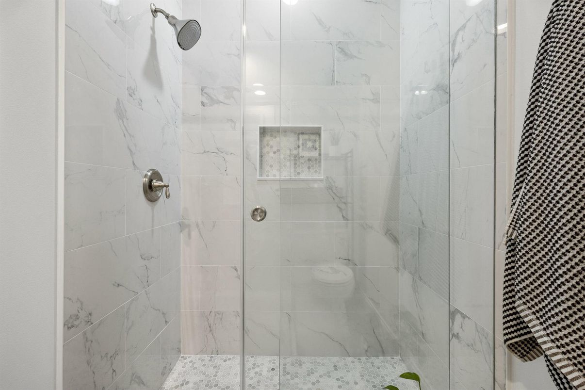 Bathroom, Glass Shower, Interior, Marble Walls