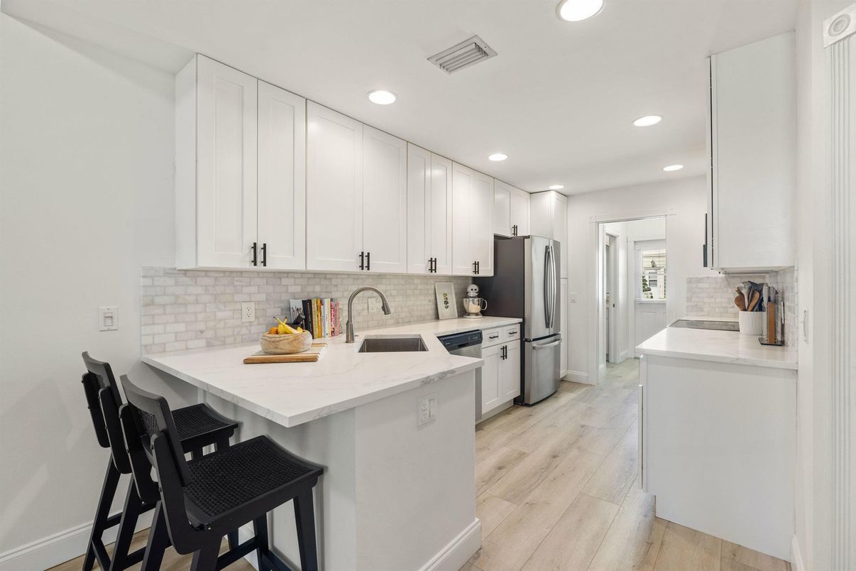 Interior, Kitchen, Recessed Lighting, Wood Texture Flooring