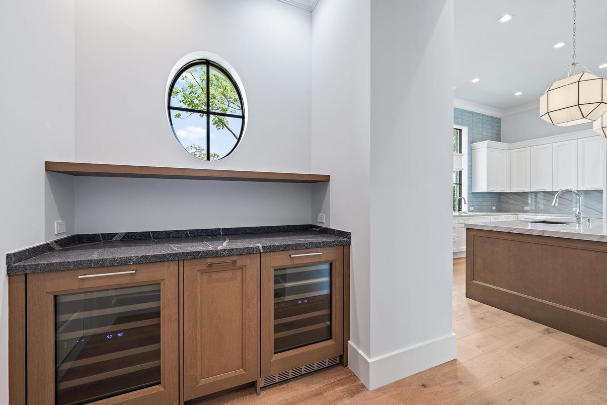 Interior, Kitchen, Pendant Lights, Recessed Lighting, Wood Texture Flooring