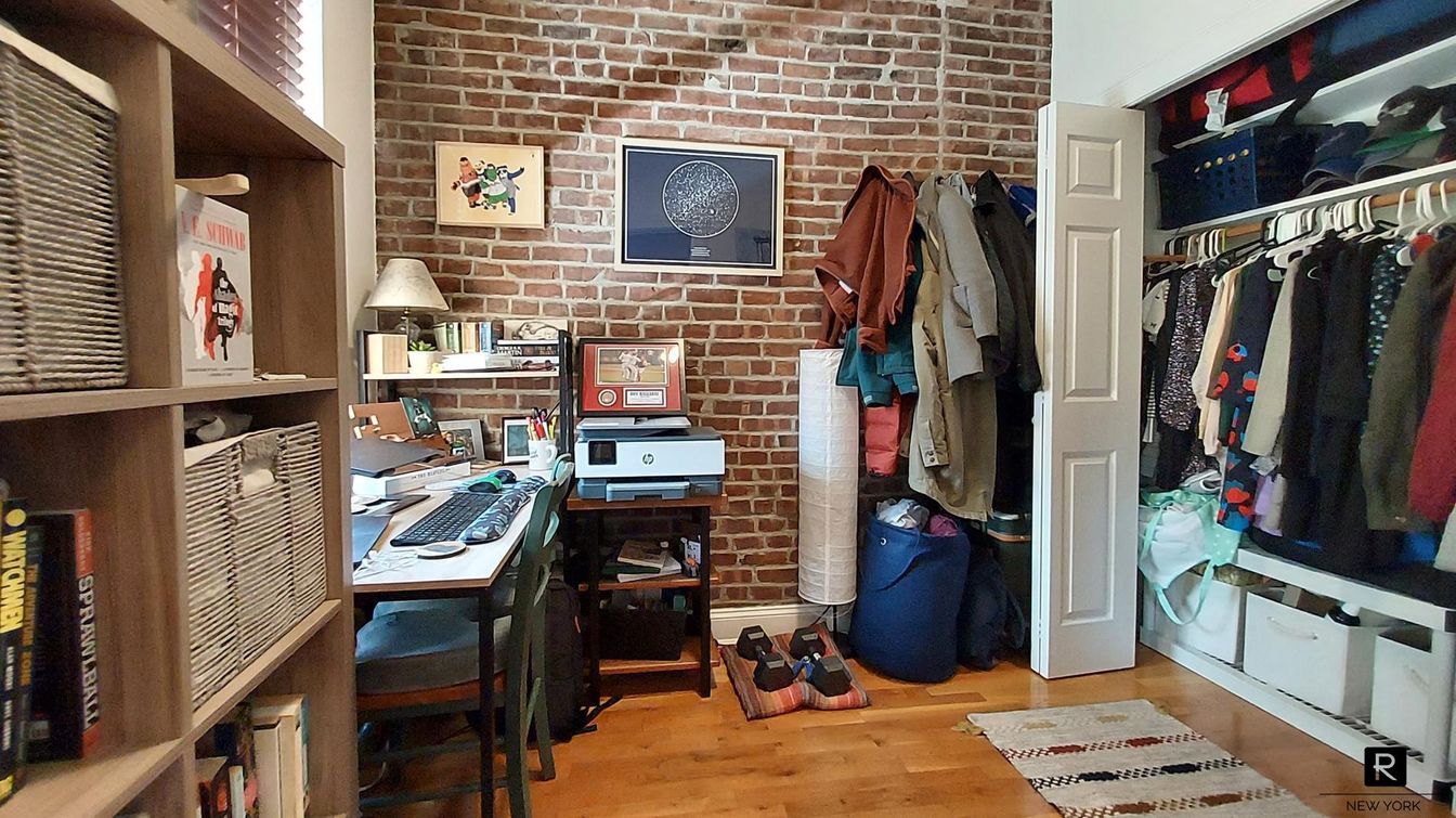 Home Office, Interior, Stone Walls, Wood Texture Flooring