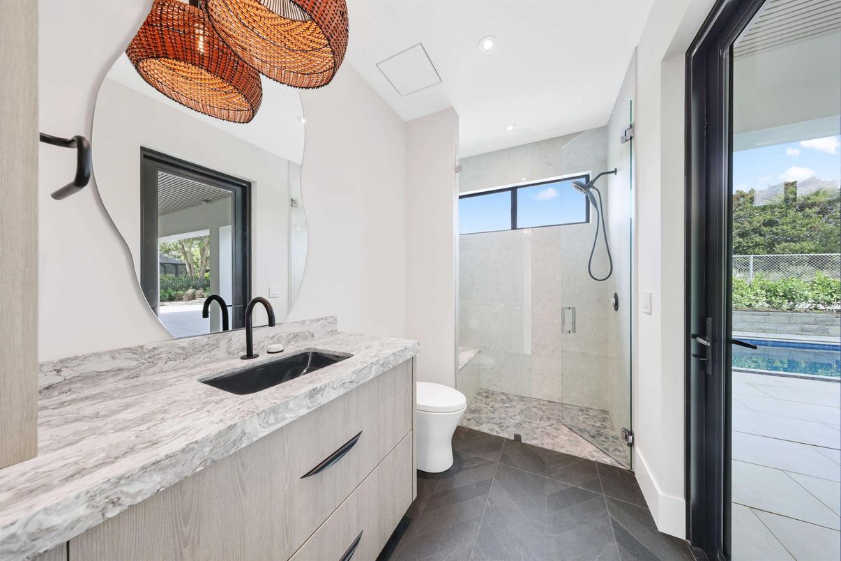 Bathroom, Glass Shower, Interior, Recessed Lighting