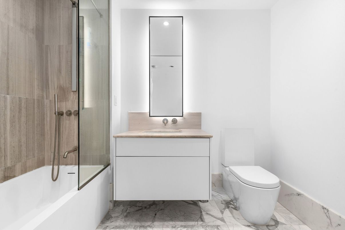 Bathroom, Interior, Marble, Recessed Lighting