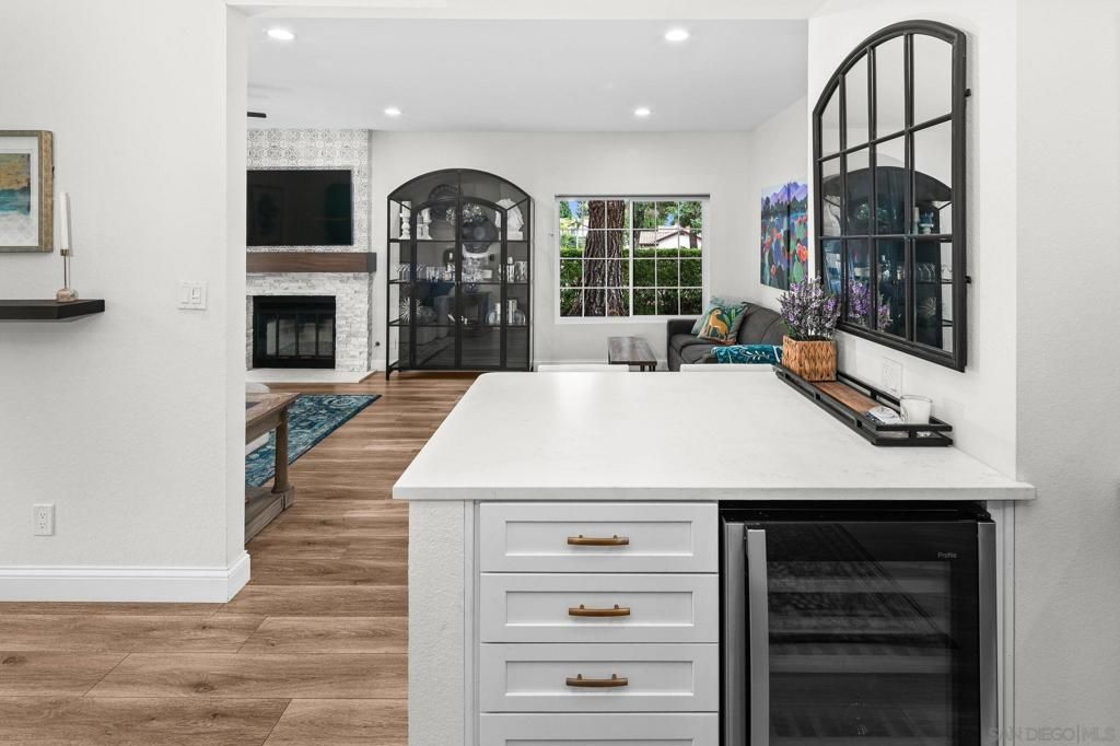 Fireplace, Interior, Recessed Lighting, Wood Texture Flooring