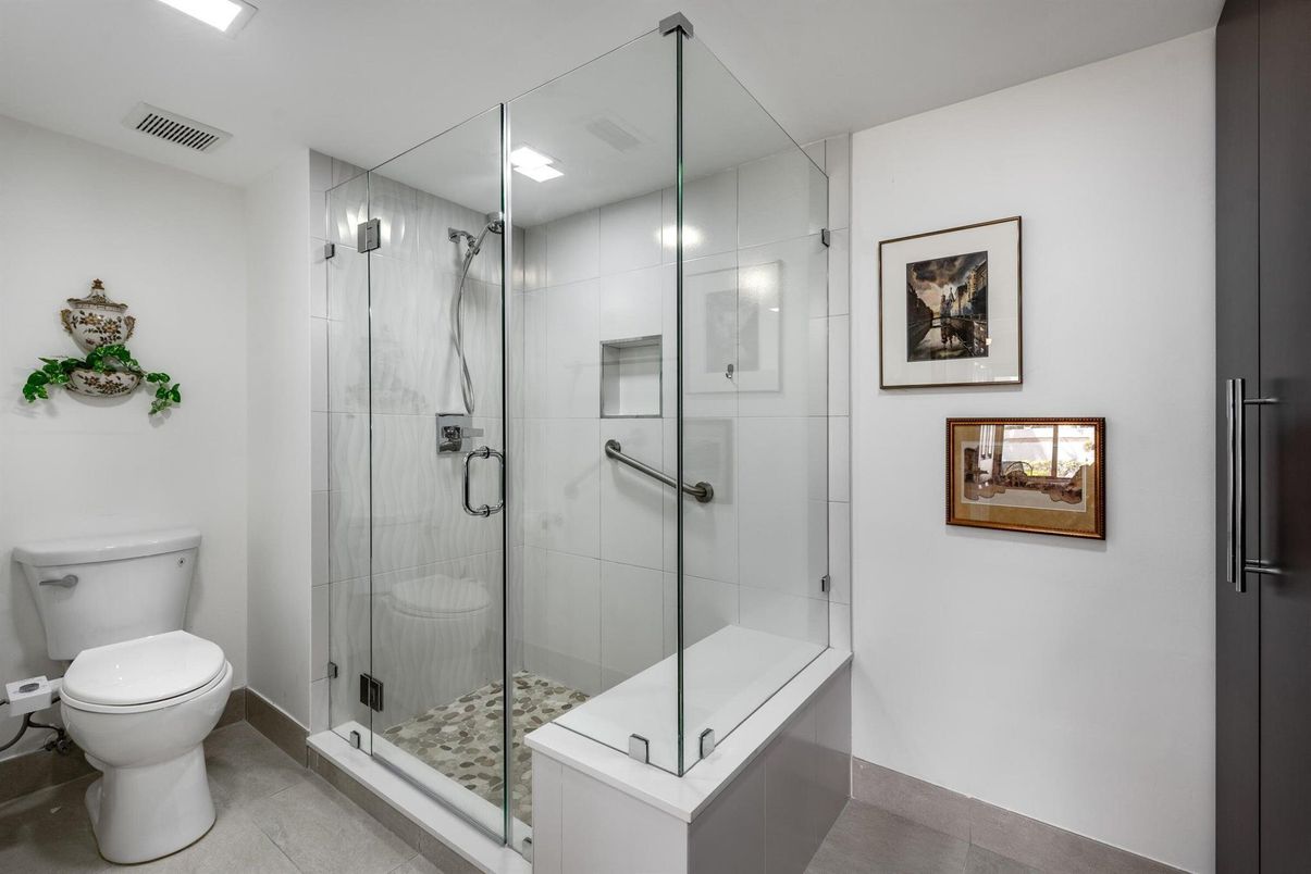 Bathroom, Glass Shower, Interior, Recessed Lighting