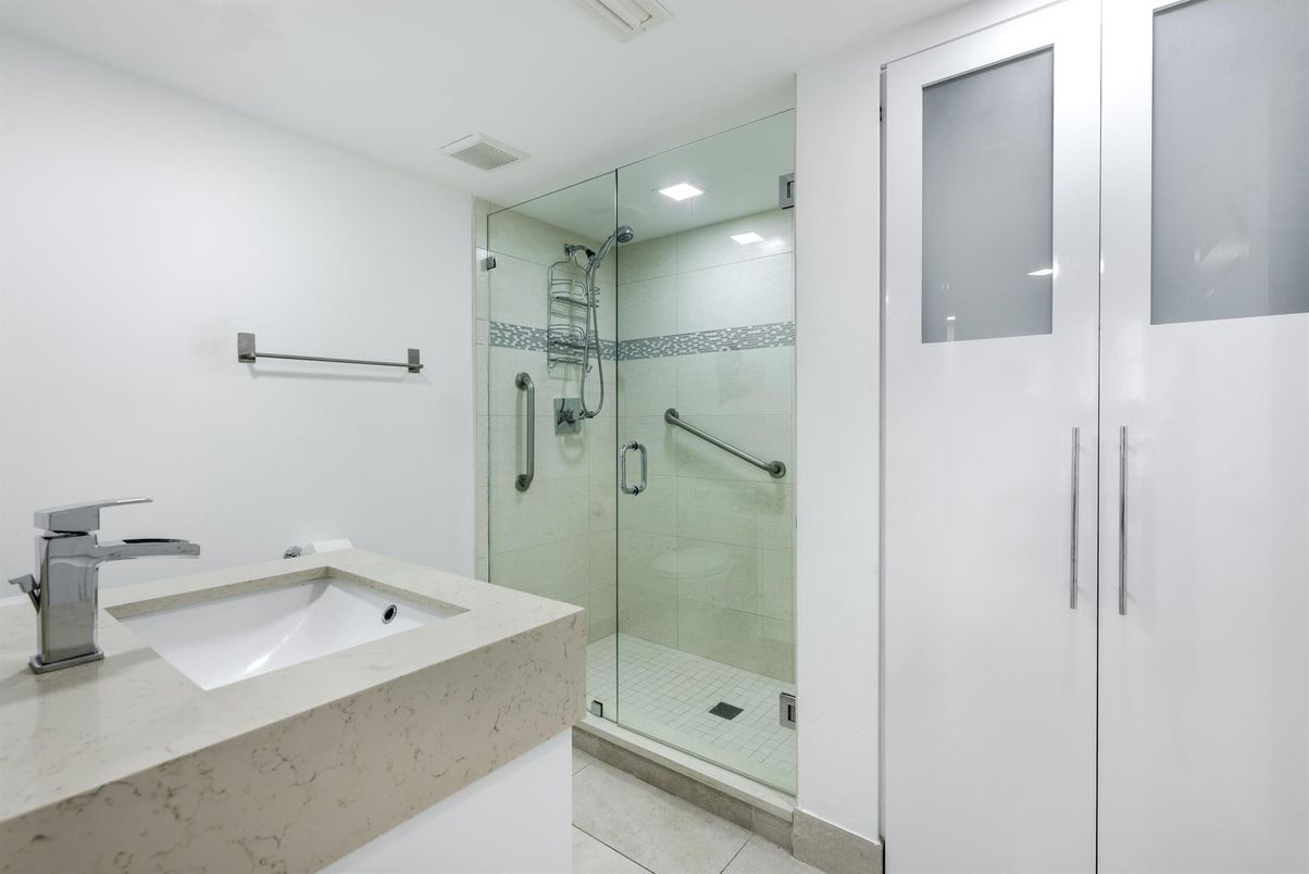 Bathroom, Glass Shower, Interior, Recessed Lighting