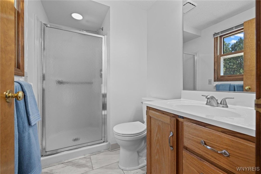 Bathroom, Glass Shower, Interior, Marble, Recessed Lighting