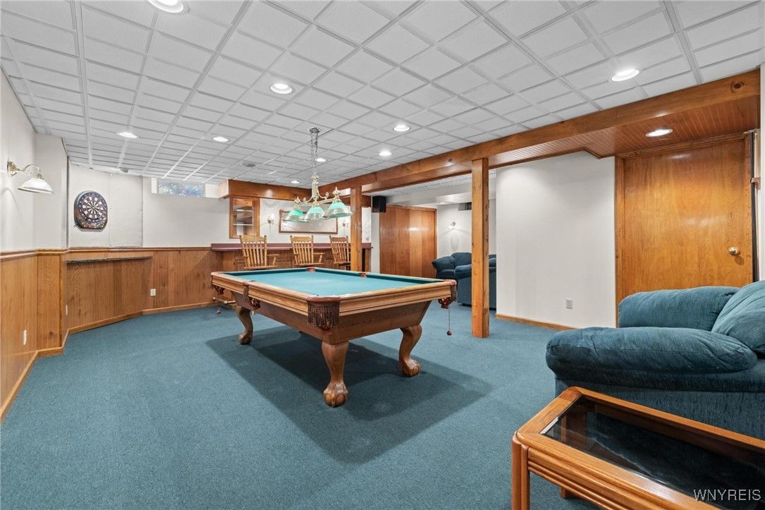 Billiard Table, Game Room, Interior, Pendant Lights, Recessed Lighting