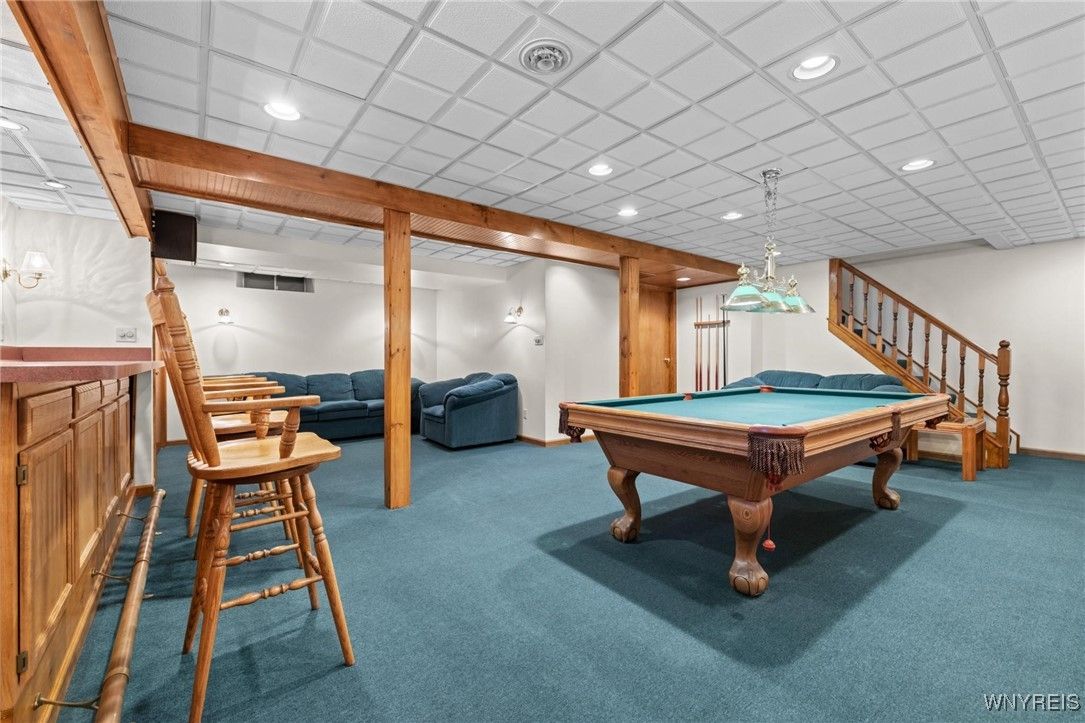 Billiard Table, Game Room, Interior, Pendant Lights, Recessed Lighting
