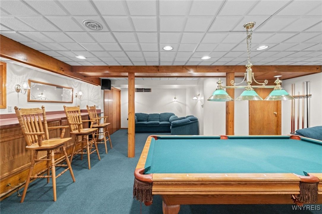 Billiard Table, Game Room, Interior, Pendant Lights, Recessed Lighting