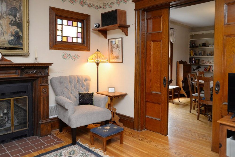 Dining room, Fireplace, Interior, Wood Texture Flooring