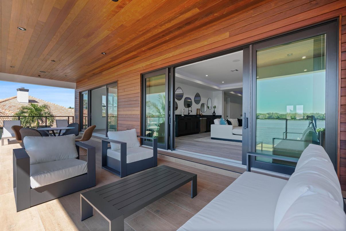 Exterior, Recessed Lighting, Water, Wooden Ceilings, Wood Texture Flooring