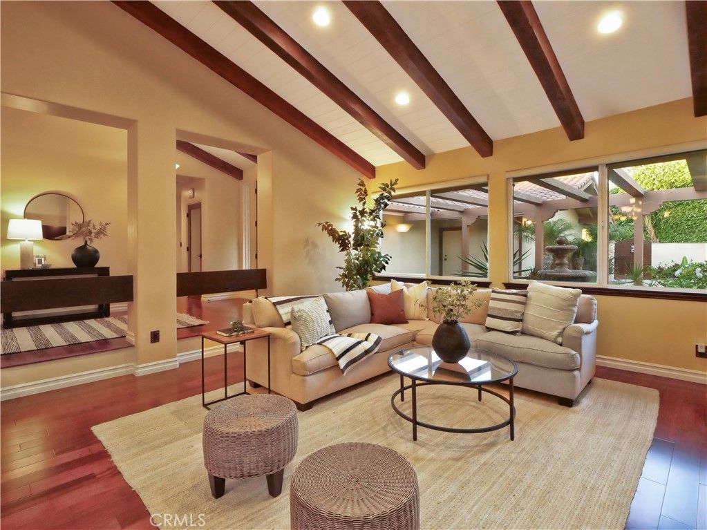 Interior, Living room, Recessed Lighting, Wooden Beams, Wood Texture Flooring