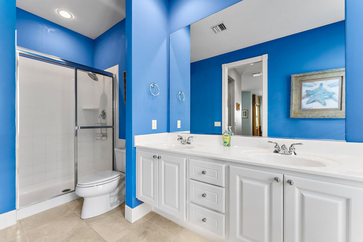 Bathroom, Dual Sink Vanities, Glass Shower, Interior, Recessed Lighting