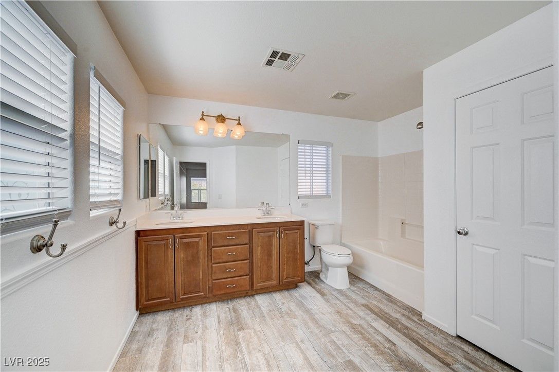 Bathroom, Dual Sink Vanities, Interior, Wood Texture Flooring