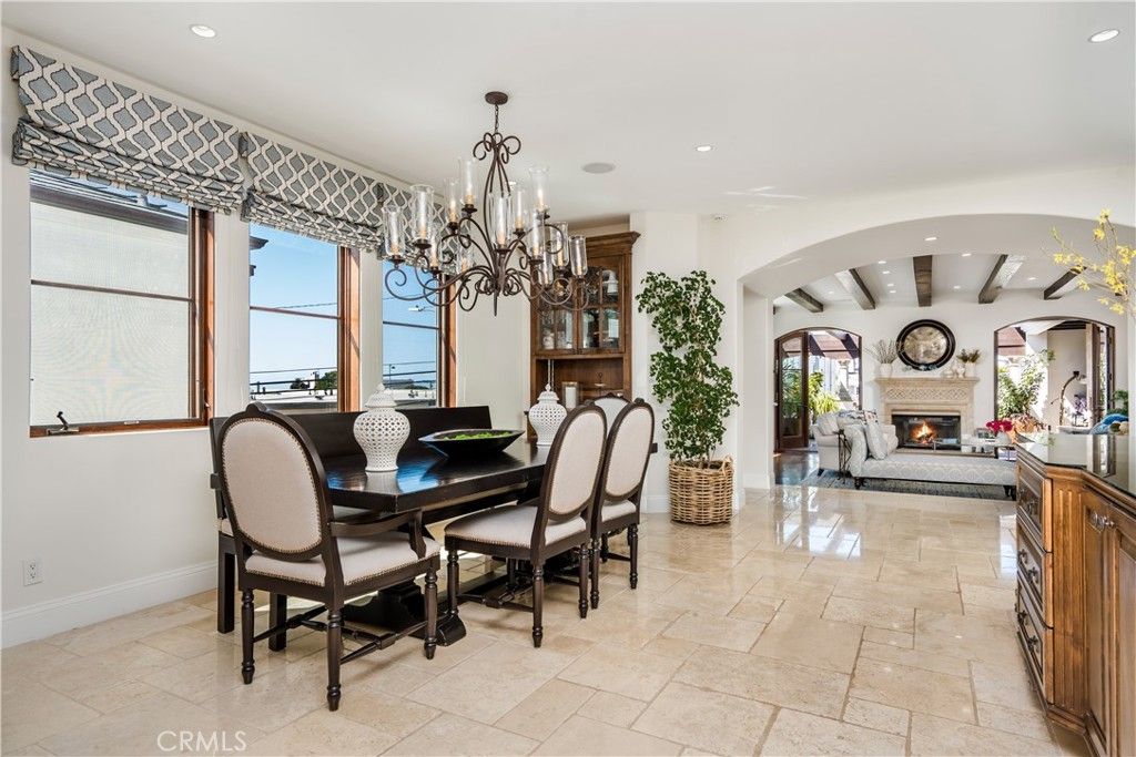 Chandelier, Dining room, Fireplace, Interior, Living room, Recessed Lighting