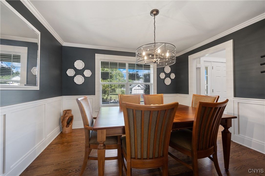 Chandelier, Dining room, Interior, Pendant Lights, Wood Texture Flooring