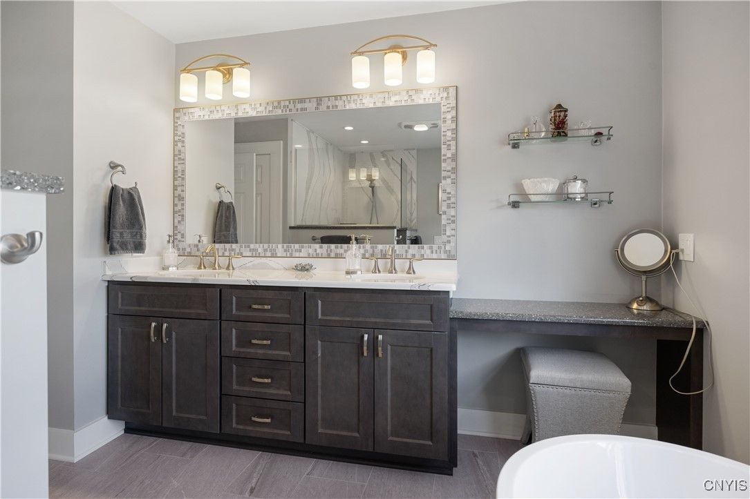 Bathroom, Dual Sink Vanities, Interior, Wood Texture Flooring