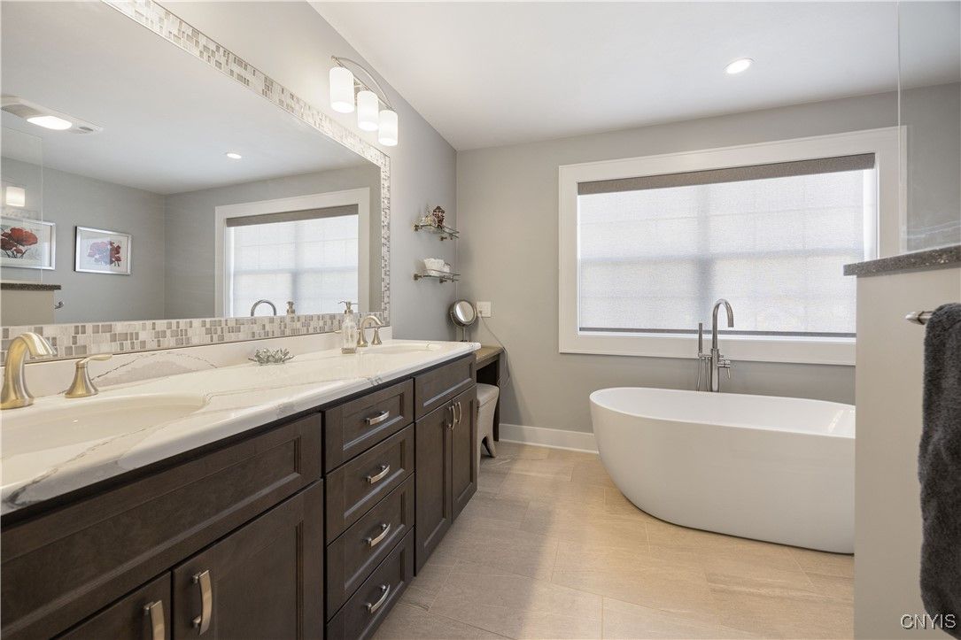 Bathroom, Dual Sink Vanities, Free Standing Baths, Interior, Recessed Lighting