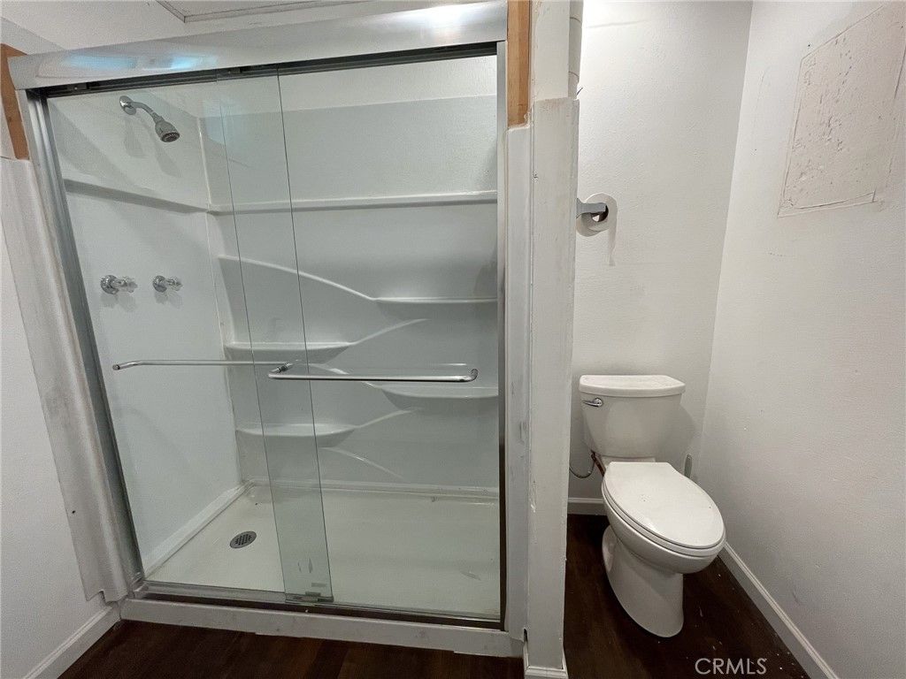 Bathroom, Glass Shower, Interior, Wood Texture Flooring