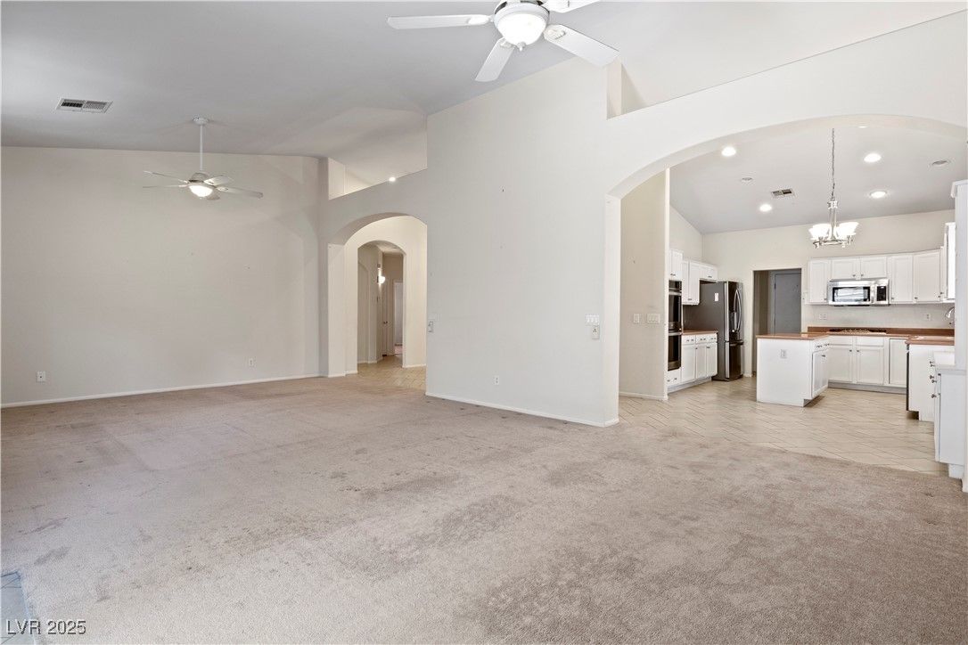Chandelier, Empty room, Interior, Kitchen, Recessed Lighting