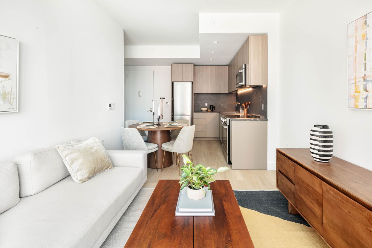 Dining room, Interior, Kitchen, Living room, Recessed Lighting, Stainless Steel Appliances