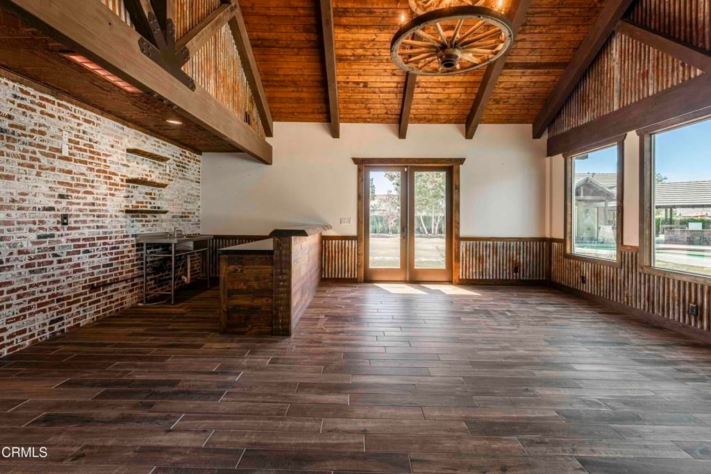 Empty room, Fireplace, Interior, Stone Walls, Wooden Beams, Wooden Ceilings, Wood Texture Flooring