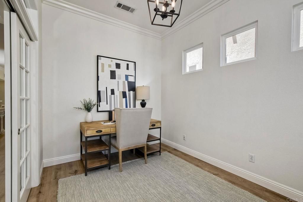 Home Office, Interior, Pendant Lights, Wood Texture Flooring