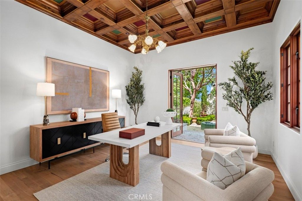 Chandelier, Home Office, Interior, Wooden Beams, Wooden Ceilings, Wood Texture Flooring
