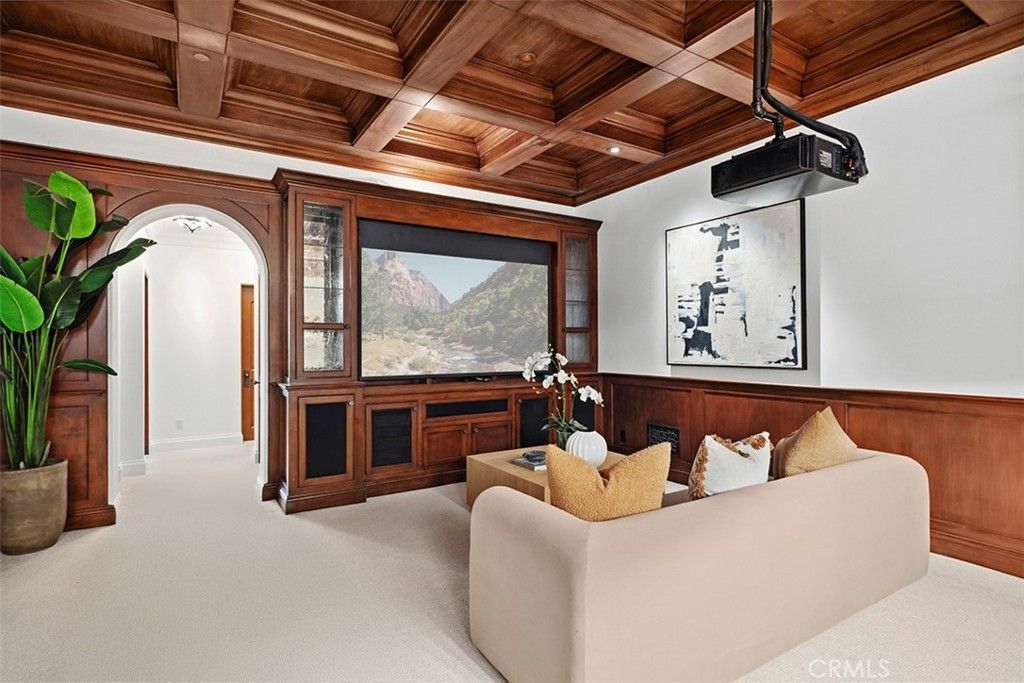 Interior, Living room, Projection Screen, Recessed Lighting, Wooden Beams, Wooden Ceilings
