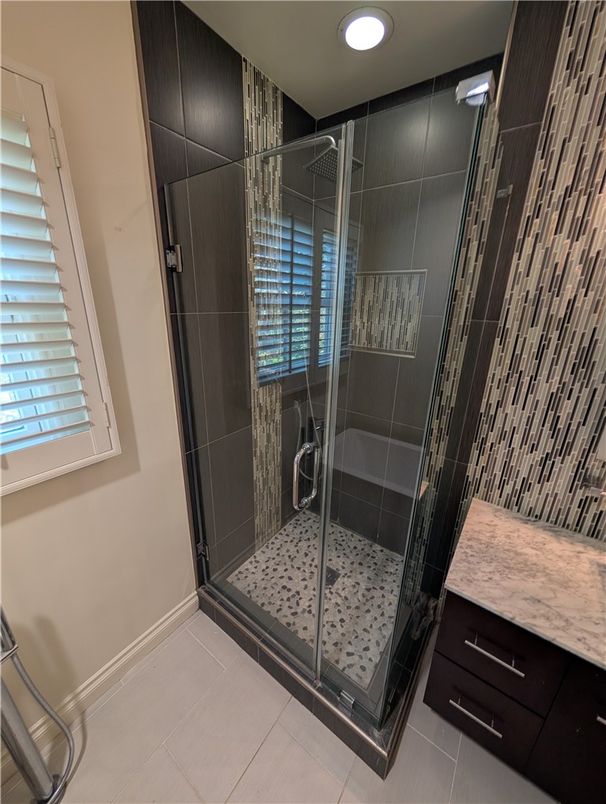 Bathroom, Glass Shower, Interior, Recessed Lighting