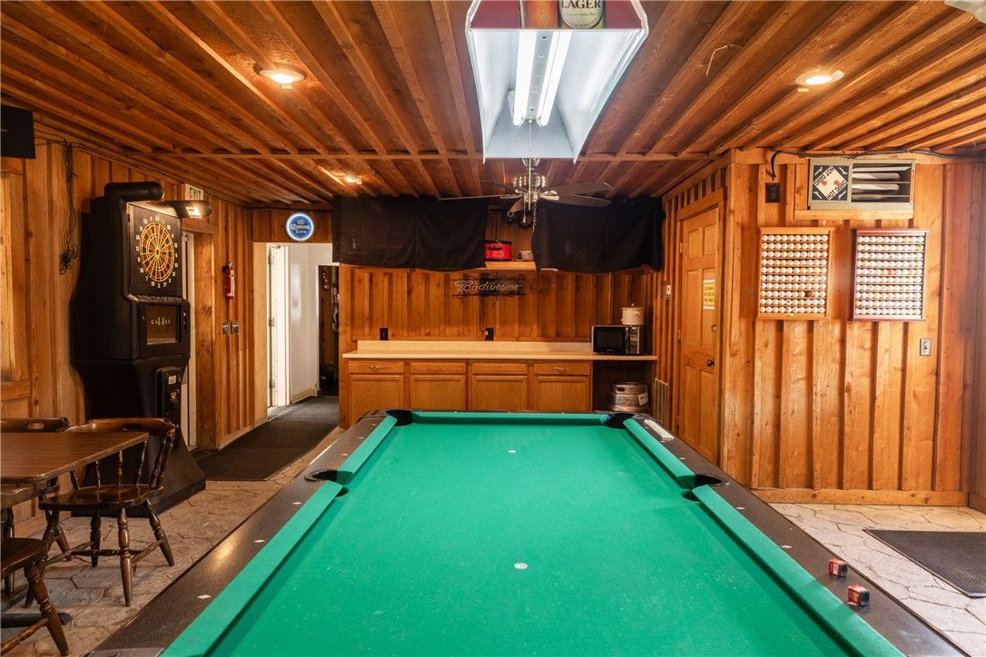 Billiard Table, Game Room, Interior, Recessed Lighting, Wooden Ceilings, Wooden Walls