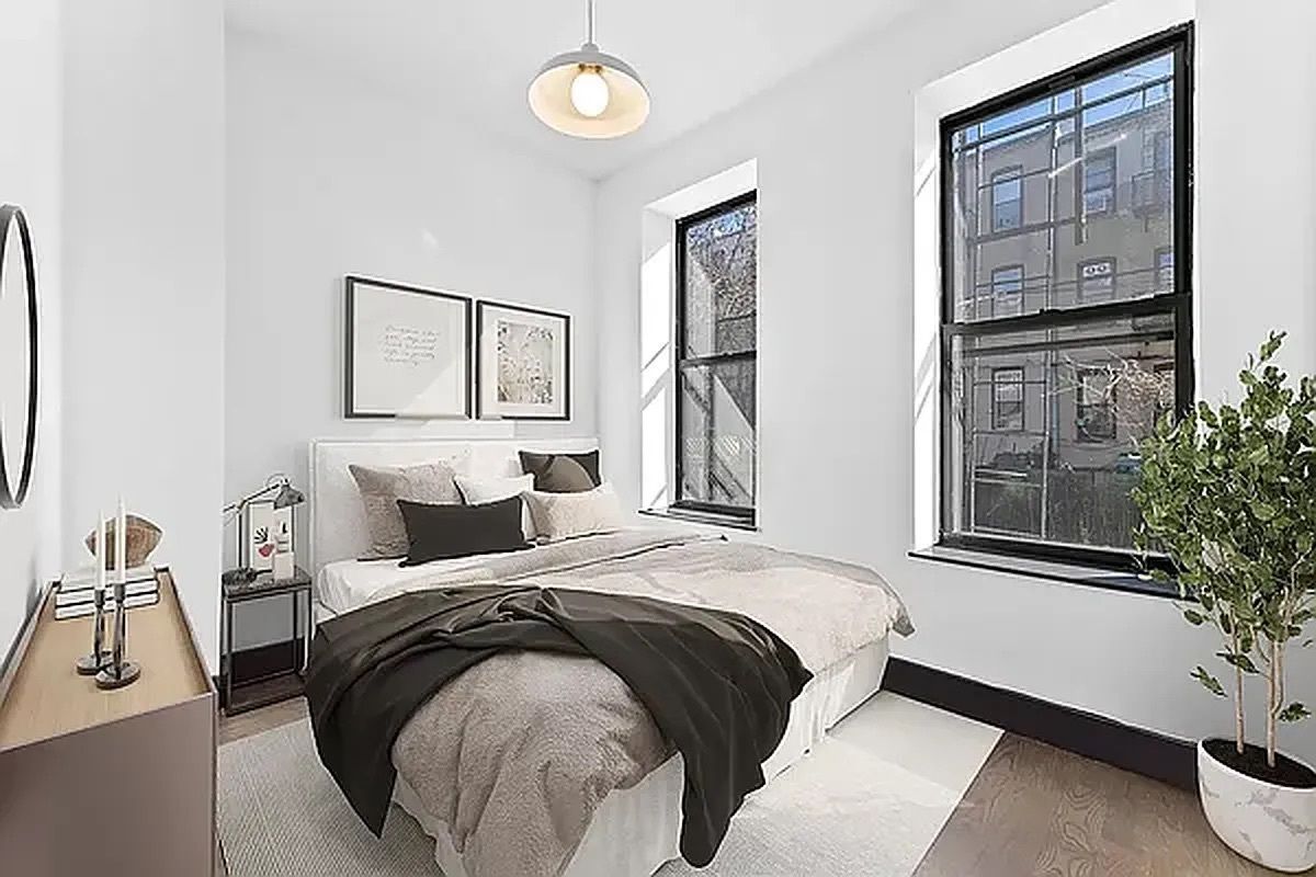Bedroom, Interior, Pendant Lights, Wood Texture Flooring