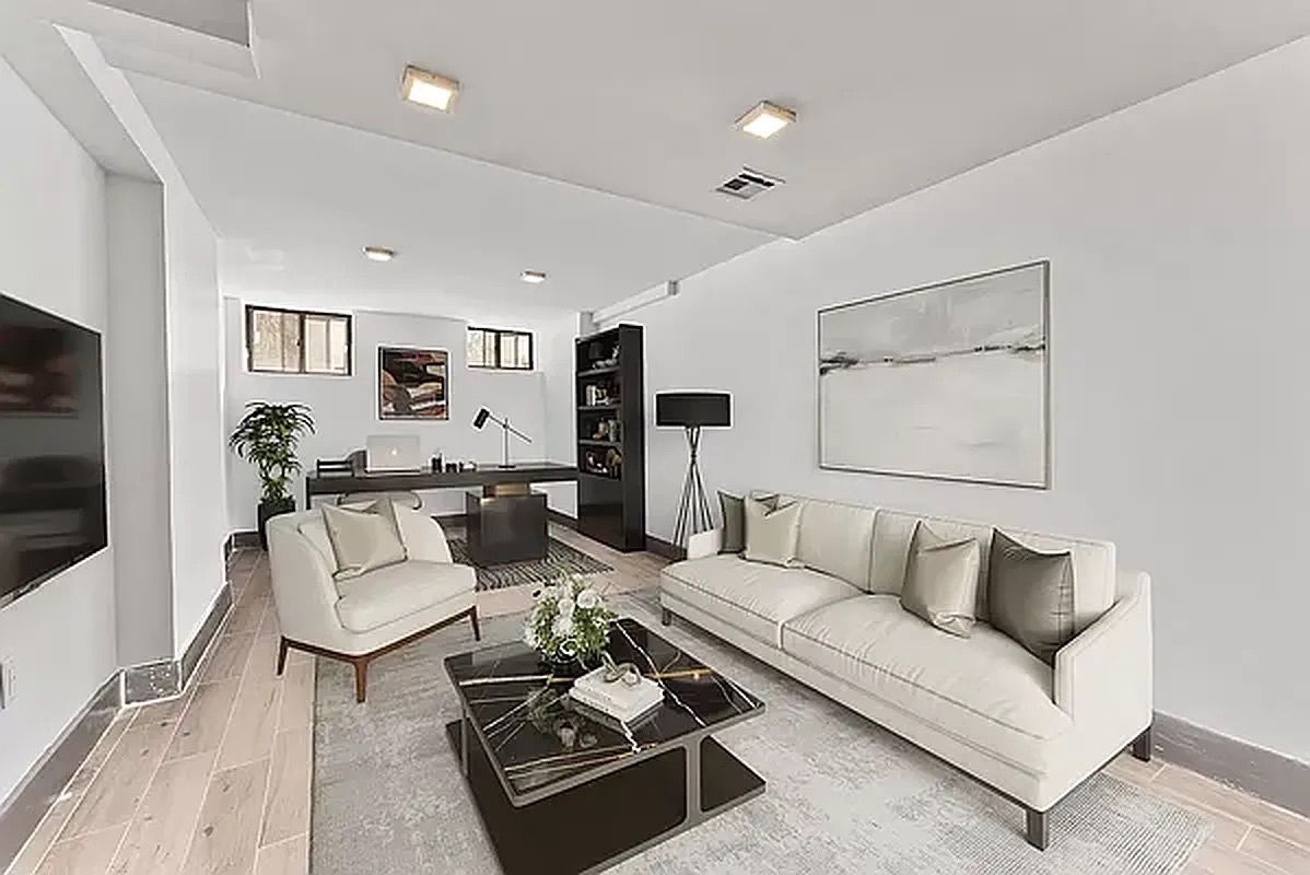Interior, Living room, Recessed Lighting, Wood Texture Flooring