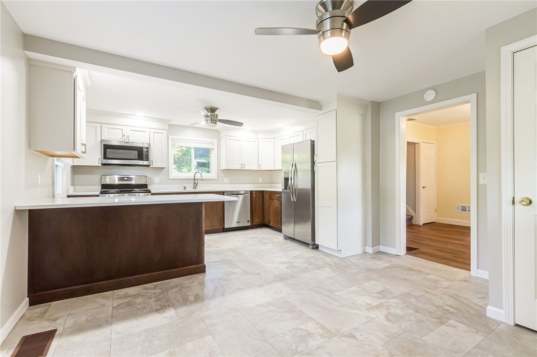 Interior, Kitchen, Stainless Steel Appliances, Wood Texture Flooring