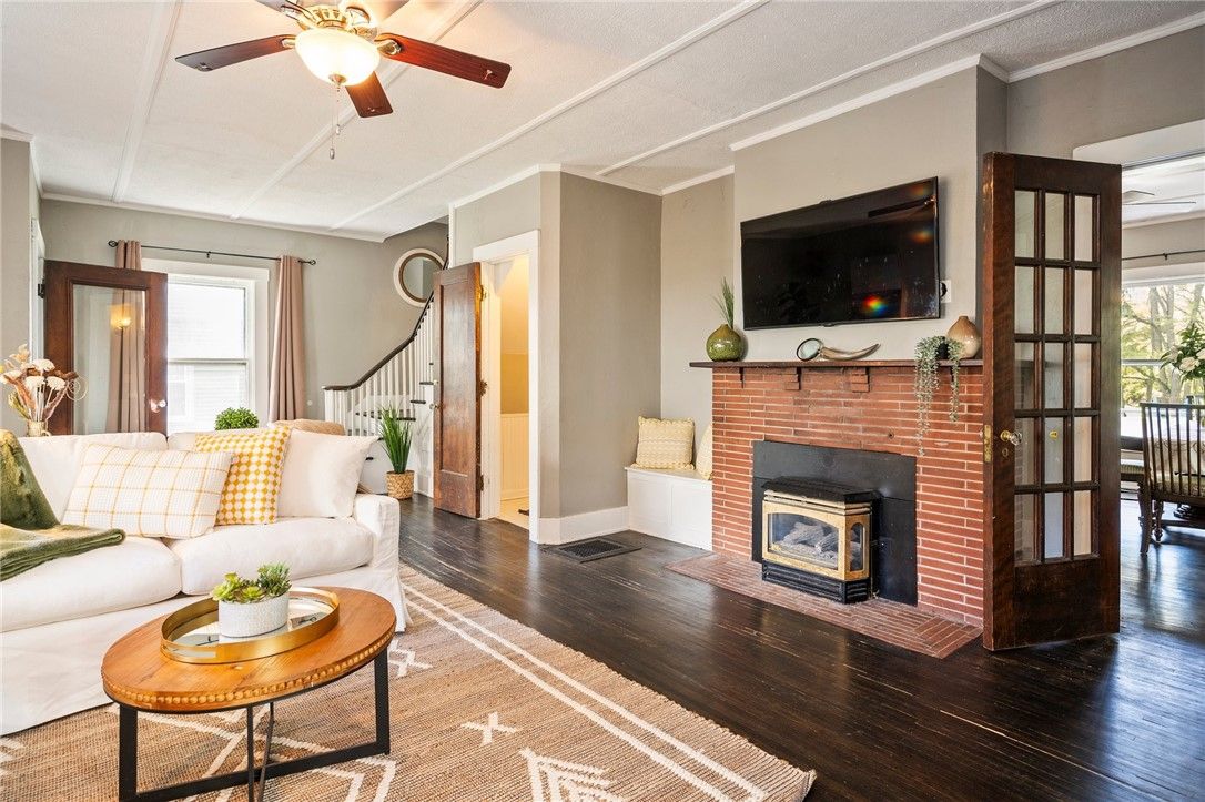 Fireplace, Interior, Living room, Wood Texture Flooring