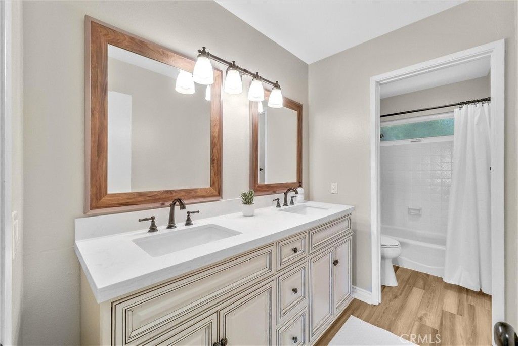 Bathroom, Dual Sink Vanities, Interior, Wood Texture Flooring