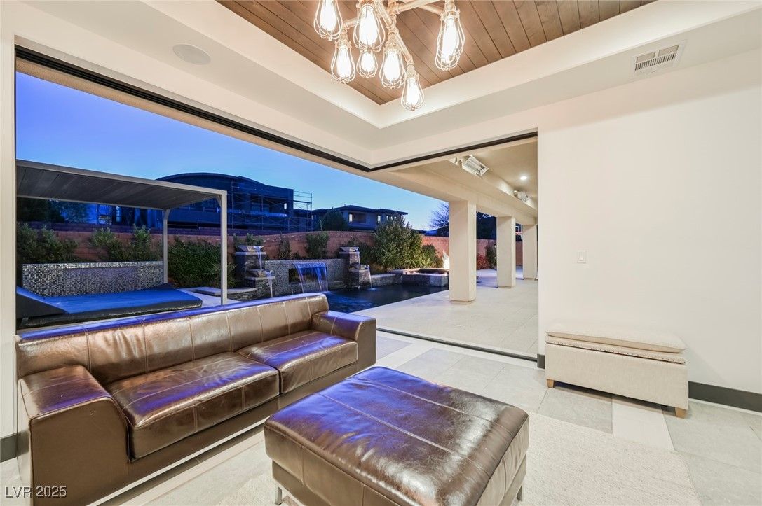 Chandelier, Interior, Living room, Pool, Wooden Ceilings