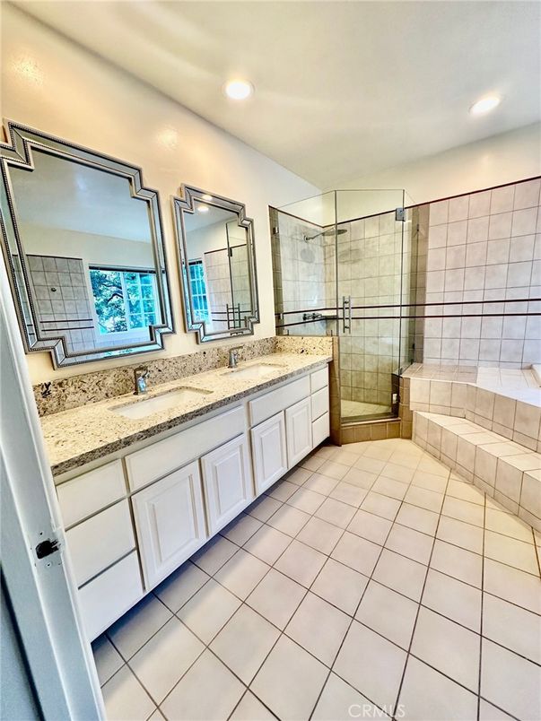 Bathroom, Dual Sink Vanities, Glass Shower, Interior, Recessed Lighting