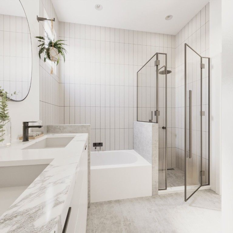 Bathroom, Glass Shower, Interior, Recessed Lighting