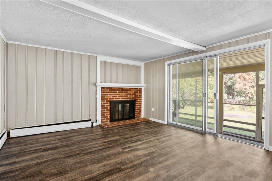 Empty room, Fireplace, Interior, Wood Texture Flooring