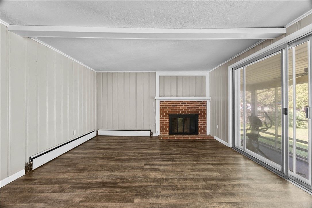 Empty room, Fireplace, Interior, Wood Texture Flooring
