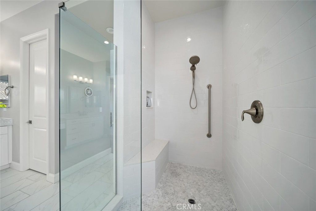 Bathroom, Glass Shower, Interior, Marble, Recessed Lighting