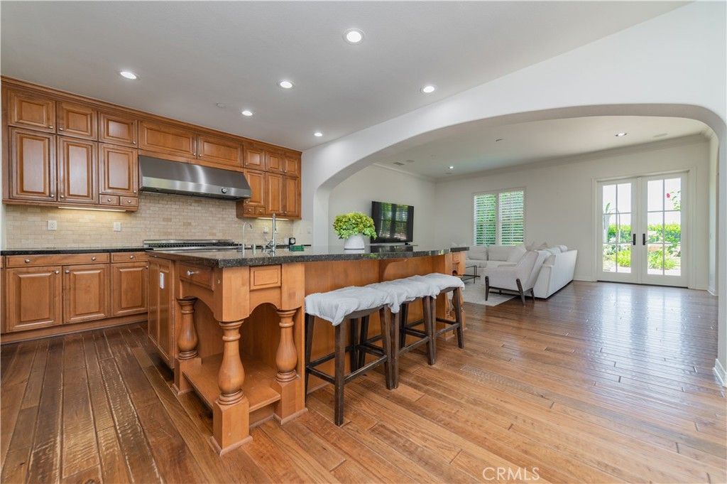 Interior, Kitchen, Living room, Recessed Lighting, Stainless Steel Appliances, Wood Texture Flooring
