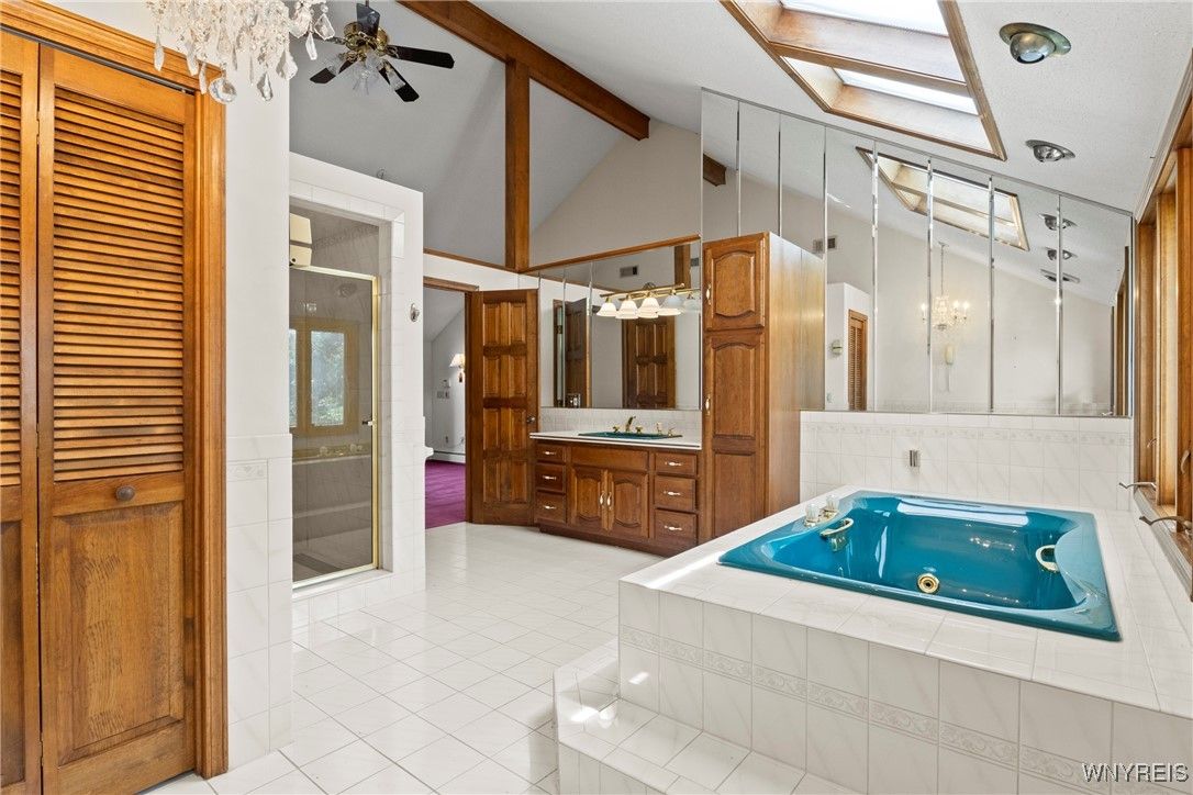 Bathroom, Glass Shower, Hot Tub, Interior, Wooden Beams