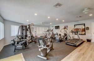 Fitness Equipment, Gym, Interior, Recessed Lighting, Wood Texture Flooring