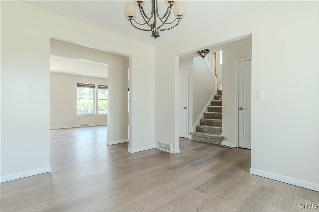 Chandelier, Empty room, Interior, Wood Texture Flooring