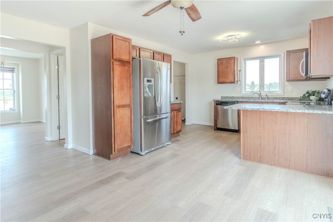 Interior, Kitchen, Stainless Steel Appliances, Wood Texture Flooring
