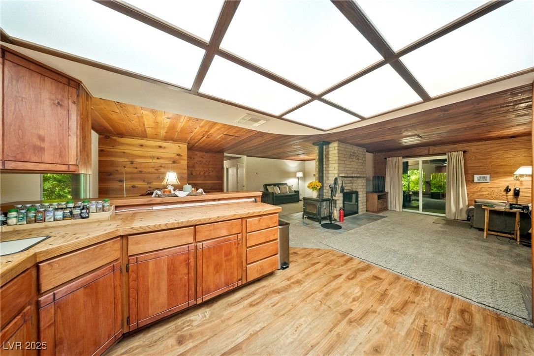 Fireplace, Interior, Kitchen, Wooden Ceilings, Wood Texture Flooring, Wooden Walls