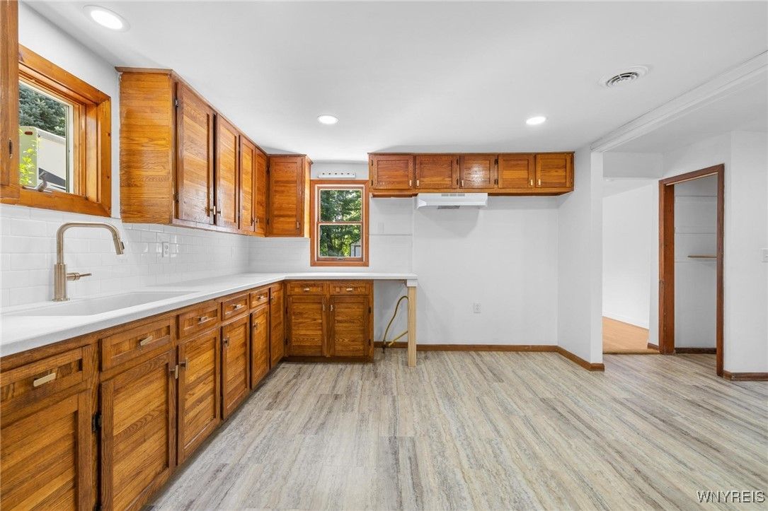Interior, Kitchen, Recessed Lighting, Wood Texture Flooring