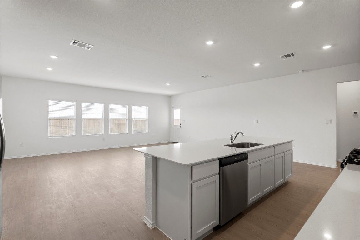 Interior, Kitchen, Recessed Lighting, Wood Texture Flooring